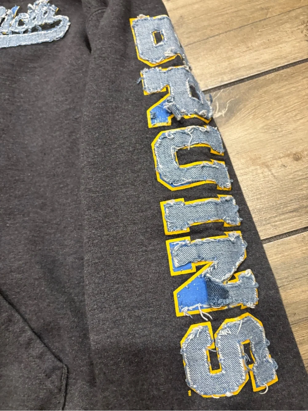 Champion Eco UCLA Bruins Distressed Full Zip Hoodie Mens Large Charcoal Grey